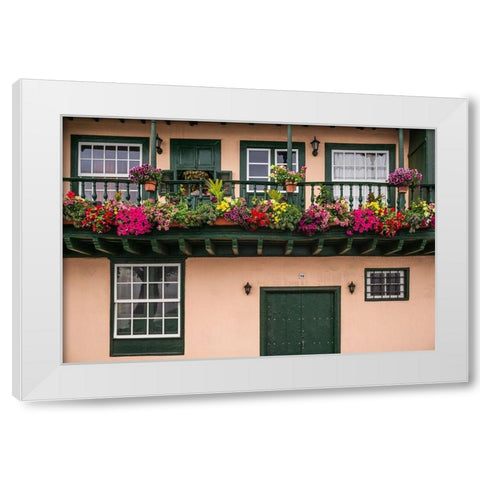Canary Islands-La Palma Island-Santa Cruz de la Palma-traditional Canarian house balconies White Modern Wood Framed Art Print by Bibikow, Walter