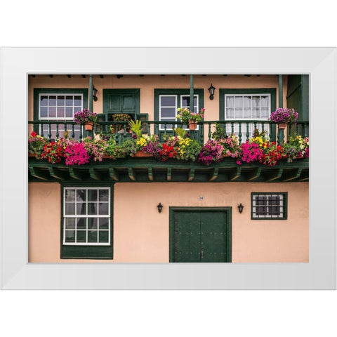 Canary Islands-La Palma Island-Santa Cruz de la Palma-traditional Canarian house balconies White Modern Wood Framed Art Print by Bibikow, Walter