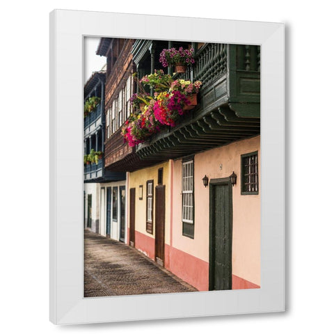 Canary Islands-La Palma Island-Santa Cruz de la Palma-traditional Canarian house balconies White Modern Wood Framed Art Print by Bibikow, Walter