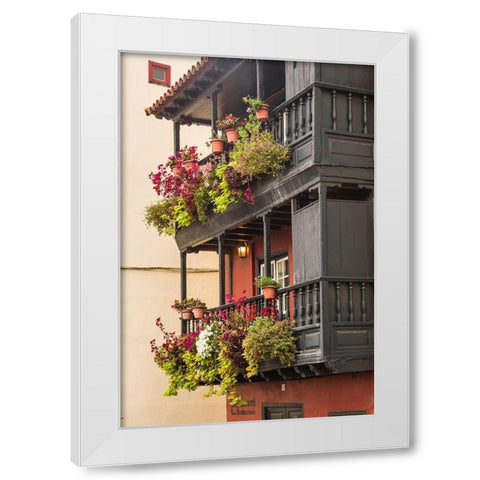 Canary Islands-La Palma Island-Santa Cruz de la Palma-traditional Canarian house balconies White Modern Wood Framed Art Print by Bibikow, Walter