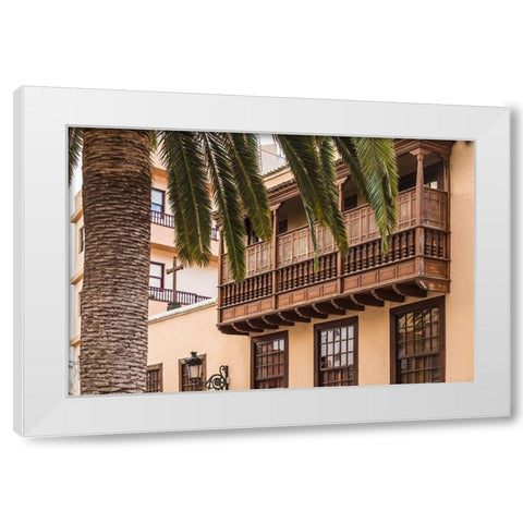 Canary Islands-La Palma Island-Santa Cruz de la Palma-traditional Canarian house balconies White Modern Wood Framed Art Print by Bibikow, Walter