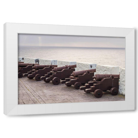 Canary Islands-La Palma Island-Santa Cruz de la Palma-Castillo de la Virgen Fortress White Modern Wood Framed Art Print by Bibikow, Walter