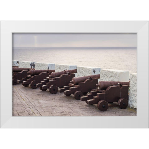 Canary Islands-La Palma Island-Santa Cruz de la Palma-Castillo de la Virgen Fortress White Modern Wood Framed Art Print by Bibikow, Walter