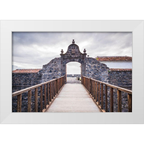 Canary Islands-La Palma Island-Santa Cruz de la Palma-Castillo de Santa Catalina Fortress White Modern Wood Framed Art Print by Bibikow, Walter