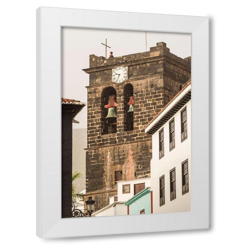 Canary Islands-La Palma Island-Santa Cruz de la Palma-Plaza Espana-Iglesia del Salvador church White Modern Wood Framed Art Print by Bibikow, Walter