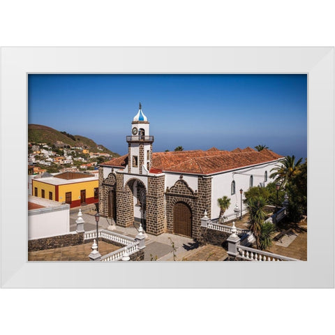 Canary Islands-El Hierro Island-Valverde-Iglesia de Nuestra Senora de la Concepcion church White Modern Wood Framed Art Print by Bibikow, Walter