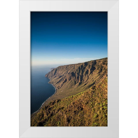 Canary Islands-El Hierro Island-Mirador de Isora-elevated view of the east coast White Modern Wood Framed Art Print by Bibikow, Walter