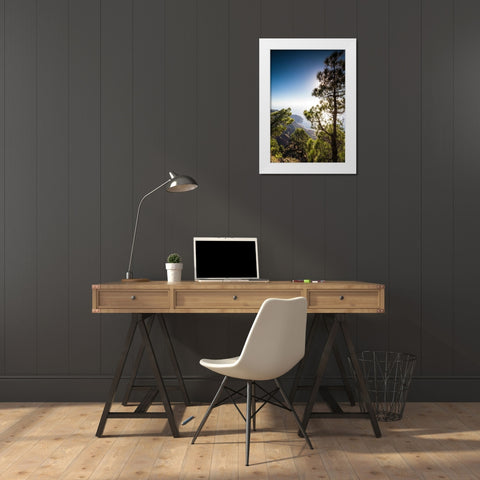 Canary Islands-El Hierro Island-Mirador de las Playas-elevated view of the east coast White Modern Wood Framed Art Print by Bibikow, Walter
