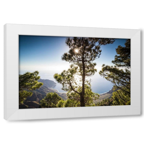 Canary Islands-El Hierro Island-Mirador de las Playas-elevated view of the east coast White Modern Wood Framed Art Print by Bibikow, Walter