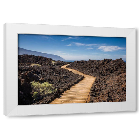 Canary Islands-El Hierro Island-Las Puntas-La Maceta-coastal walkway White Modern Wood Framed Art Print by Bibikow, Walter