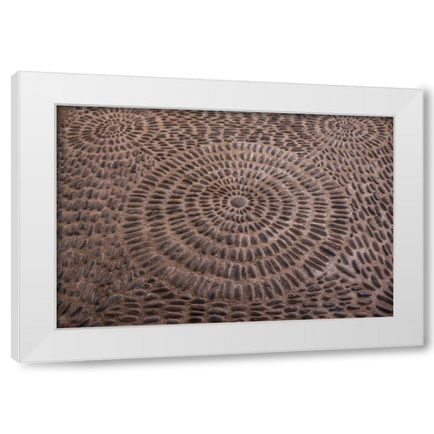 Canary Islands-Tenerife Island-Garachico-Iglesia de Santa Ana church-floor pattern White Modern Wood Framed Art Print by Bibikow, Walter