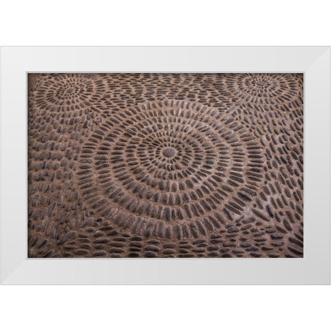 Canary Islands-Tenerife Island-Garachico-Iglesia de Santa Ana church-floor pattern White Modern Wood Framed Art Print by Bibikow, Walter
