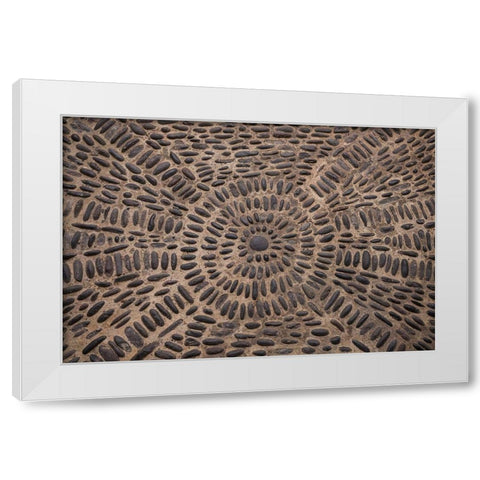 Canary Islands-Tenerife Island-Garachico-Iglesia de Santa Ana church-floor pattern White Modern Wood Framed Art Print by Bibikow, Walter