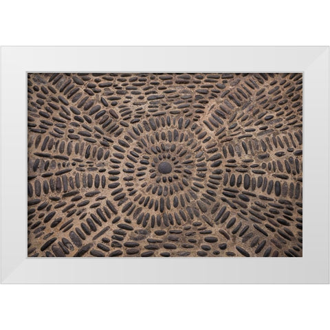 Canary Islands-Tenerife Island-Garachico-Iglesia de Santa Ana church-floor pattern White Modern Wood Framed Art Print by Bibikow, Walter