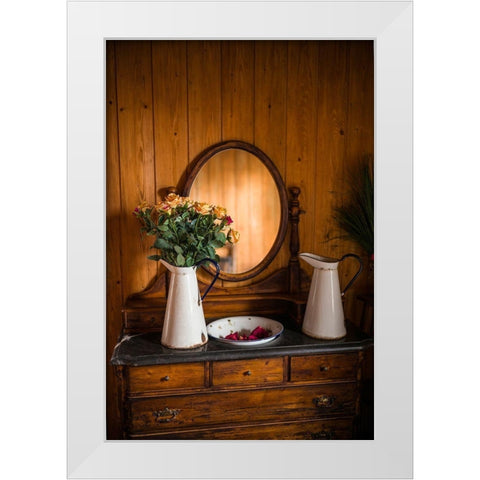 Canary Islands-Tenerife Island-La Orotava-dresser still life White Modern Wood Framed Art Print by Bibikow, Walter