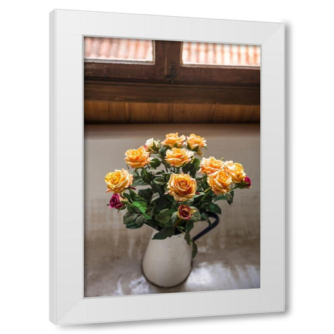 Canary Islands-Tenerife Island-La Orotava-bouquet of roses White Modern Wood Framed Art Print by Bibikow, Walter