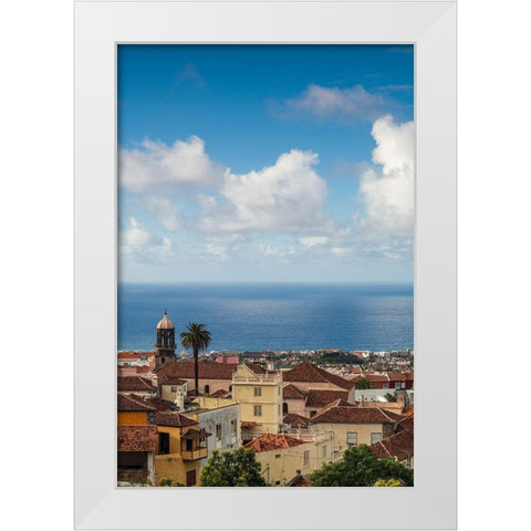 Canary Islands-Tenerife Island-La Orotava-elevated town view White Modern Wood Framed Art Print by Bibikow, Walter