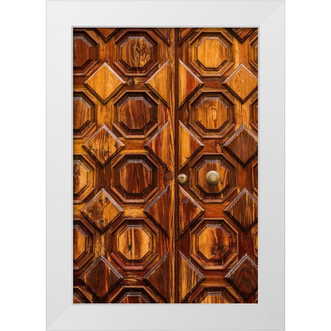 Canary Islands-Tenerife Island-La Orotava-door detail White Modern Wood Framed Art Print by Bibikow, Walter