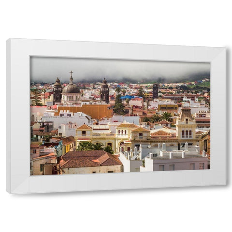 Canary Islands-Tenerife Island-San Cristobal de La Laguna-elevated view of the historical center White Modern Wood Framed Art Print by Bibikow, Walter