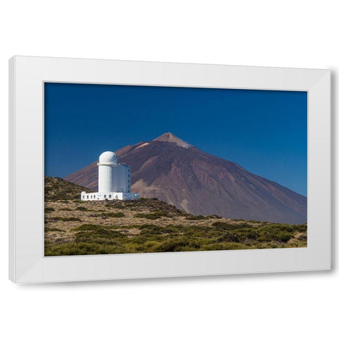 Canary Islands-Tenerife Island-El Teide Mountain-Observatorio del Teide-astronomical observatory White Modern Wood Framed Art Print by Bibikow, Walter