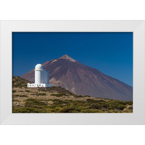 Canary Islands-Tenerife Island-El Teide Mountain-Observatorio del Teide-astronomical observatory White Modern Wood Framed Art Print by Bibikow, Walter