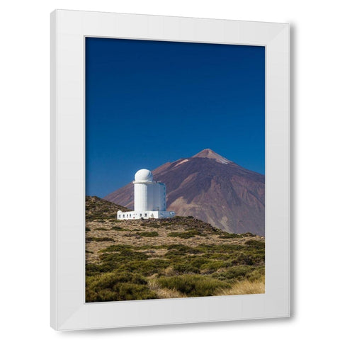 Canary Islands-Tenerife Island-El Teide Mountain-Observatorio del Teide-astronomical observatory White Modern Wood Framed Art Print by Bibikow, Walter