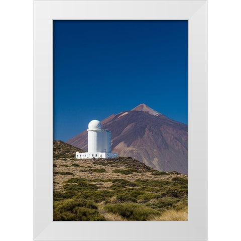 Canary Islands-Tenerife Island-El Teide Mountain-Observatorio del Teide-astronomical observatory White Modern Wood Framed Art Print by Bibikow, Walter