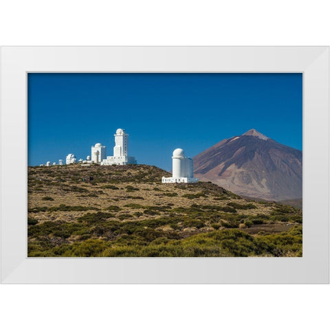 Canary Islands-Tenerife Island-El Teide Mountain-Observatorio del Teide-astronomical observatory White Modern Wood Framed Art Print by Bibikow, Walter