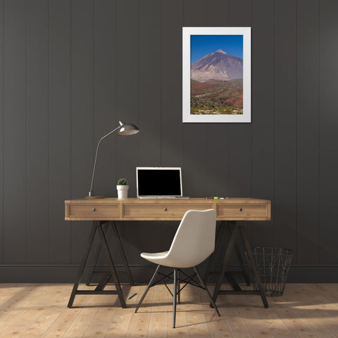 Canary Islands-Tenerife Island-El Teide Mountain-elevated view of Spains highest mountain White Modern Wood Framed Art Print by Bibikow, Walter