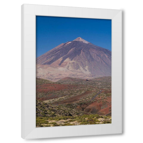 Canary Islands-Tenerife Island-El Teide Mountain-elevated view of Spains highest mountain White Modern Wood Framed Art Print by Bibikow, Walter