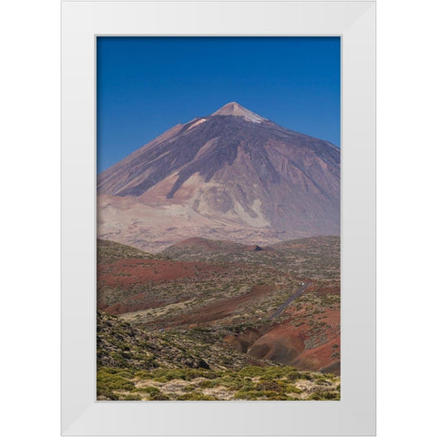 Canary Islands-Tenerife Island-El Teide Mountain-elevated view of Spains highest mountain White Modern Wood Framed Art Print by Bibikow, Walter