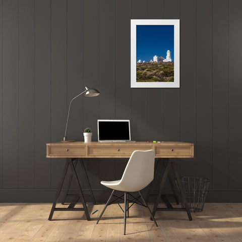 Canary Islands-Tenerife Island-El Teide Mountain-Observatorio del Teide-astronomical observatory White Modern Wood Framed Art Print by Bibikow, Walter