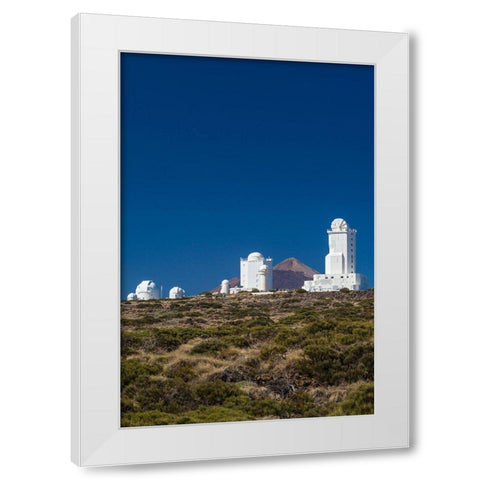 Canary Islands-Tenerife Island-El Teide Mountain-Observatorio del Teide-astronomical observatory White Modern Wood Framed Art Print by Bibikow, Walter