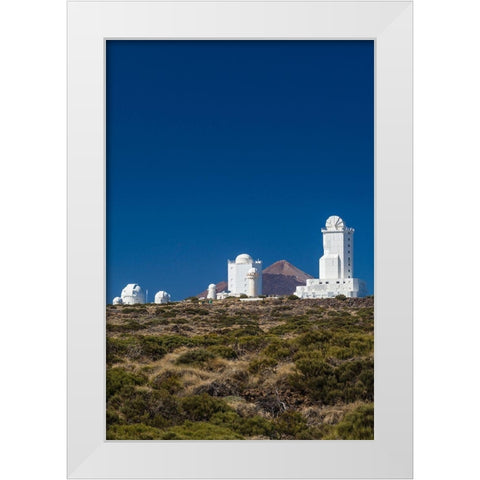 Canary Islands-Tenerife Island-El Teide Mountain-Observatorio del Teide-astronomical observatory White Modern Wood Framed Art Print by Bibikow, Walter