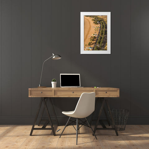 Canary Islands-Tenerife Island-San Andres-elevated view of San Andres Beach White Modern Wood Framed Art Print by Bibikow, Walter