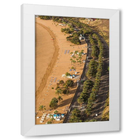 Canary Islands-Tenerife Island-San Andres-elevated view of San Andres Beach White Modern Wood Framed Art Print by Bibikow, Walter