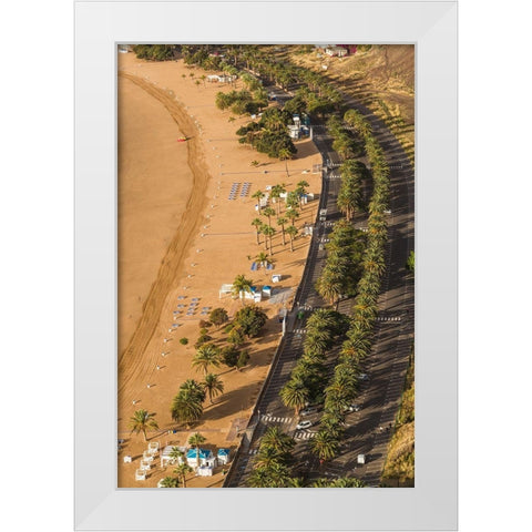 Canary Islands-Tenerife Island-San Andres-elevated view of San Andres Beach White Modern Wood Framed Art Print by Bibikow, Walter
