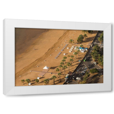 Canary Islands-Tenerife Island-San Andres-elevated view of San Andres Beach White Modern Wood Framed Art Print by Bibikow, Walter