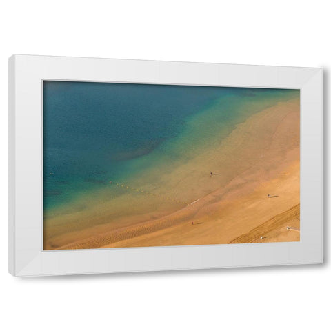 Canary Islands-Tenerife Island-San Andres-elevated view of San Andres Beach White Modern Wood Framed Art Print by Bibikow, Walter