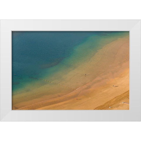 Canary Islands-Tenerife Island-San Andres-elevated view of San Andres Beach White Modern Wood Framed Art Print by Bibikow, Walter