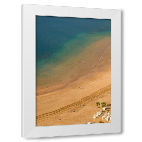 Canary Islands-Tenerife Island-San Andres-elevated view of San Andres Beach White Modern Wood Framed Art Print by Bibikow, Walter