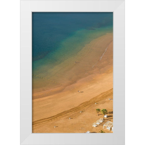 Canary Islands-Tenerife Island-San Andres-elevated view of San Andres Beach White Modern Wood Framed Art Print by Bibikow, Walter