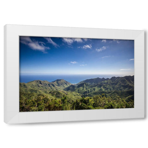 Canary Islands-Tenerife Island-northeast-La Cumbrilla-view of the Anaga Mountains White Modern Wood Framed Art Print by Bibikow, Walter
