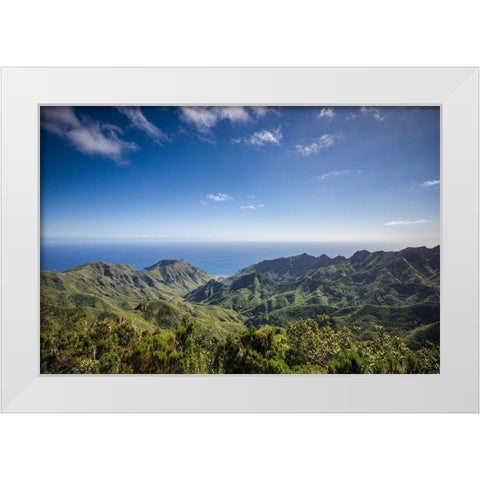 Canary Islands-Tenerife Island-northeast-La Cumbrilla-view of the Anaga Mountains White Modern Wood Framed Art Print by Bibikow, Walter