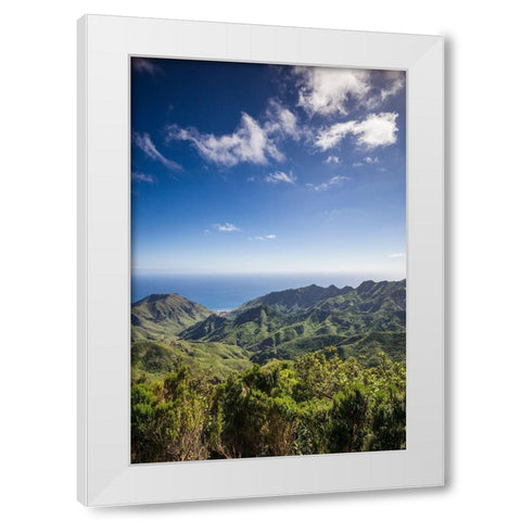 Canary Islands-Tenerife Island-northeast-La Cumbrilla-view of the Anaga Mountains White Modern Wood Framed Art Print by Bibikow, Walter