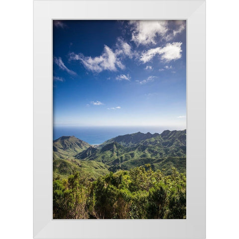 Canary Islands-Tenerife Island-northeast-La Cumbrilla-view of the Anaga Mountains White Modern Wood Framed Art Print by Bibikow, Walter