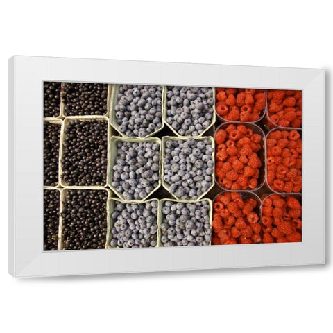 Sweden, Stockholm Berries at the Outdoor Market White Modern Wood Framed Art Print by Ross, Nancy ,  Steve