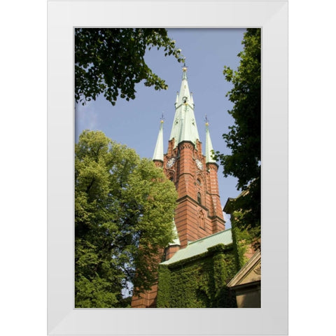 Sweden, Stockholm View of Gustav Adolf Church White Modern Wood Framed Art Print by Ross, Nancy ,  Steve