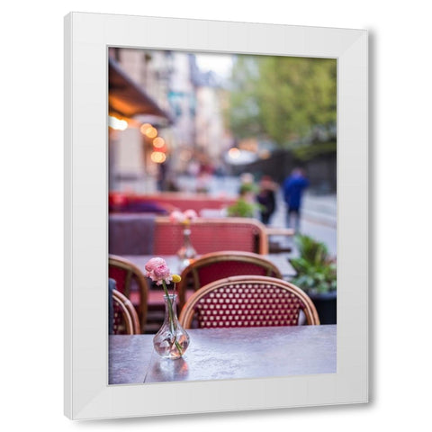 Sweden-Stockholm-Gamla Stan-Old Town-cafe tables White Modern Wood Framed Art Print by Bibikow, Walter