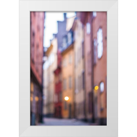 Sweden-Stockholm-Gamla Stan-Old Town-Royal Palace-old town street, White Modern Wood Framed Art Print by Bibikow, Walter